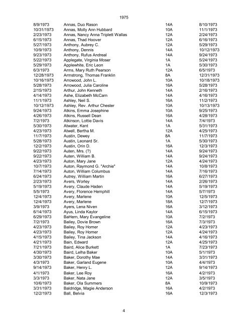 1970 Date of Death Name (Last name first, upper & lower case ...