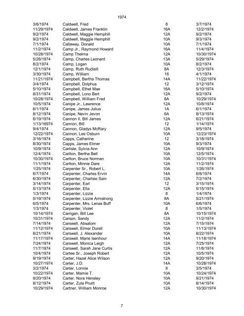 1970 Date of Death Name (Last name first, upper & lower case ...