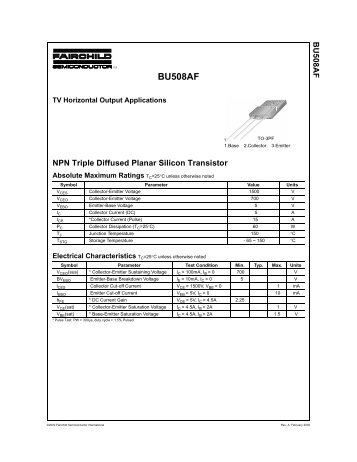 BU508AF NPN Triple Diffused Planar Silicon Transistor