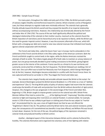 2004 DBQ â Sample Essay (9 Essay) For many years, throughout ...