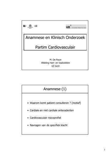 Anamnese en Klinisch Onderzoek Partim Cardiovasculair - Skillslab