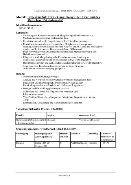 Modulhandbuch - Fachbereich Biologie der Uni Halle-Wittenberg