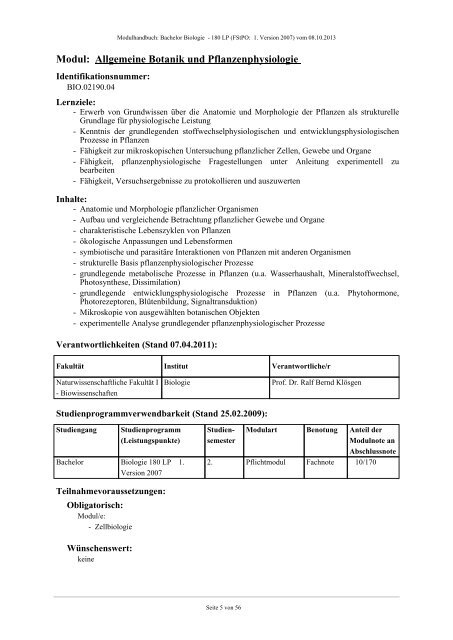 Modulhandbuch - Fachbereich Biologie der Uni Halle-Wittenberg