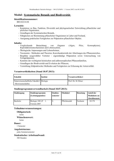 Modulhandbuch - Fachbereich Biologie der Uni Halle-Wittenberg