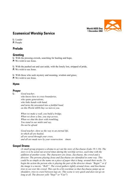 Order for Ecumenical Worship - unaids