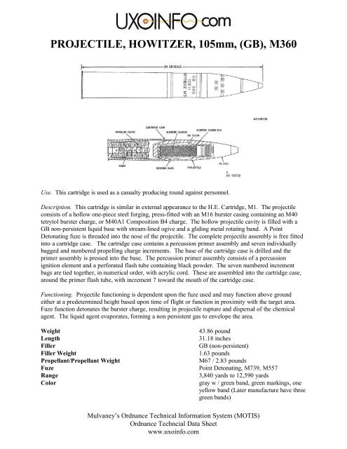 PROJECTILE, HOWITZER, 105mm, (GB), M360