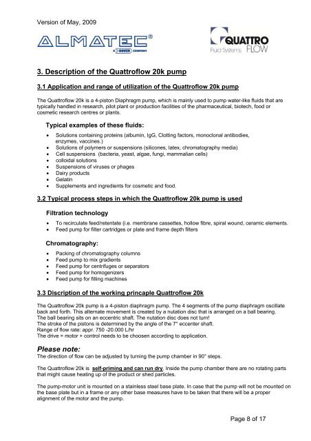 User Manual Quattroflow-20k Series 4-Piston Diaphragm Pump