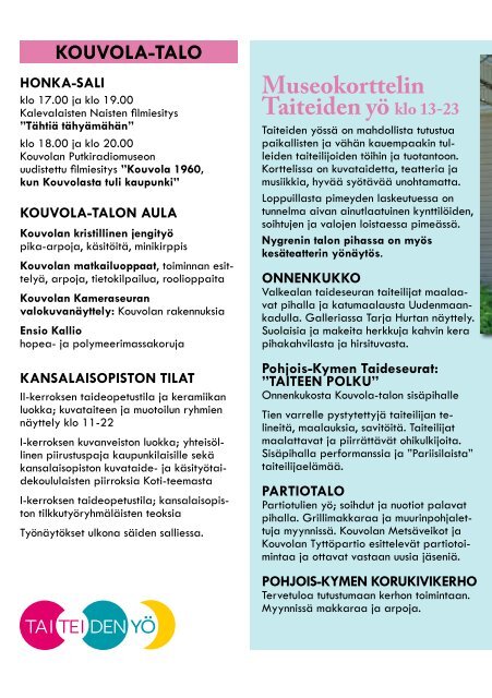 Taiteiden Yön ohjelma - Kouvola