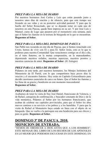Moniciones y Preces Abril 2010.pdf - Monasterio de El Paular