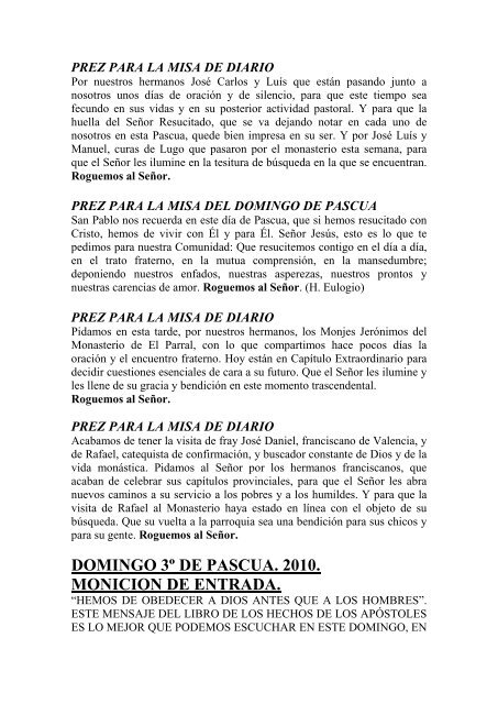 Moniciones y Preces Abril 2010.pdf - Monasterio de El Paular