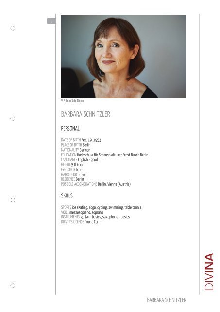 BARBARA SCHNITZLER - DIVINA â Agentur fÃ¼r Schauspielkunst