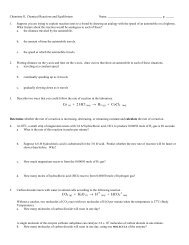 Chemistry II, Chapter 17 Review Worksheet - Avon Chemistry