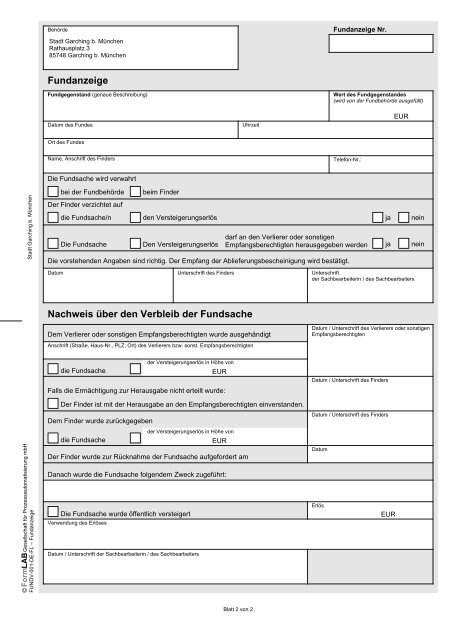 Fundanzeige - Landkreis München