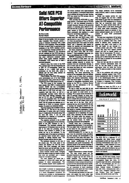 Customer Setup of the NCR PC-8. - THE CORE MEMORY