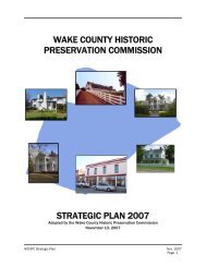 wake county historic preservation commission strategic plan 2007