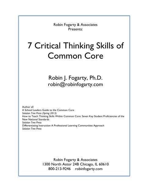 Session 30 7 Critical Thinking Skills of Common Core - IAASE