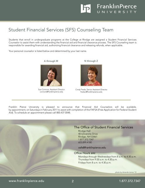 Download the Financial Aid Booklet - Franklin Pierce University