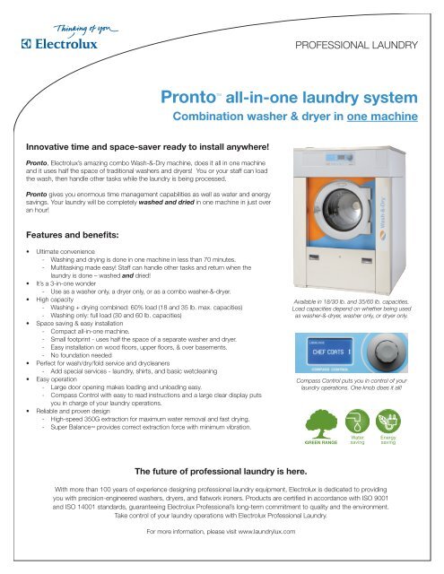Pronto all-in-one laundry system Combination washer ... - Laundrylux