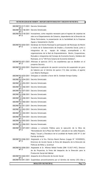 BoletÃ­n NÂº1 - Municipalidad de MorÃ³n