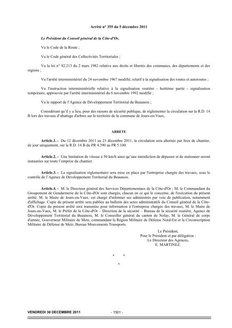 DÃ©cembre 2011 - Bulletin des actes administratifs - Conseil gÃ©nÃ©ral ...