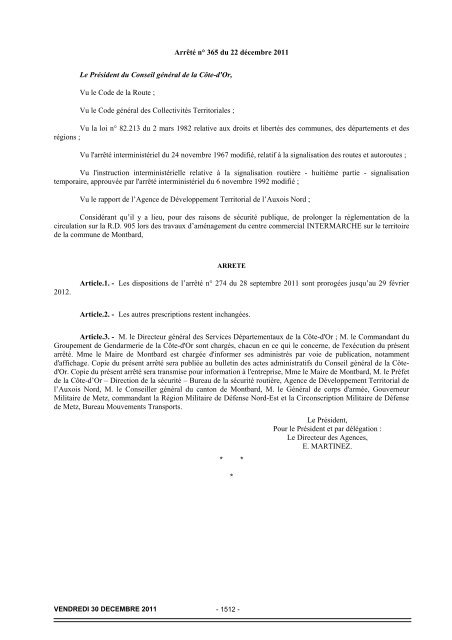 DÃ©cembre 2011 - Bulletin des actes administratifs - Conseil gÃ©nÃ©ral ...