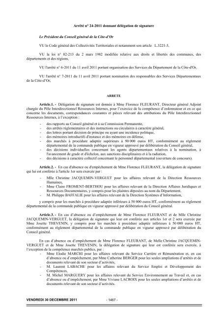 DÃ©cembre 2011 - Bulletin des actes administratifs - Conseil gÃ©nÃ©ral ...