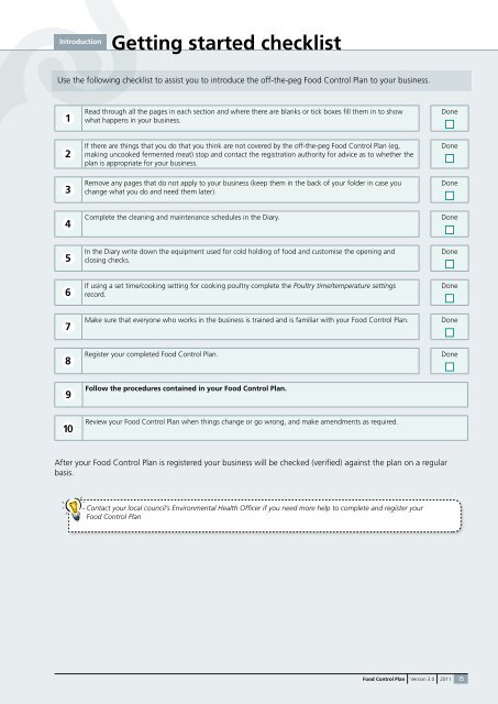 Food Control Plan Checklist - Tararua District Council