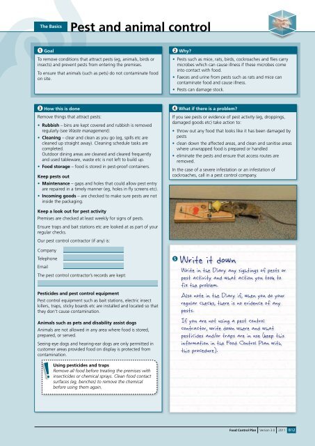 Food Control Plan Checklist - Tararua District Council