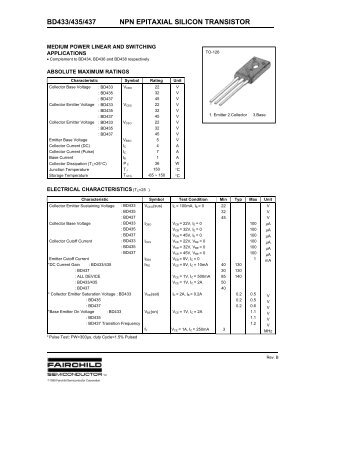 BD433/435/437 NPN Epitaxial Silicon Transistor - Komponenten