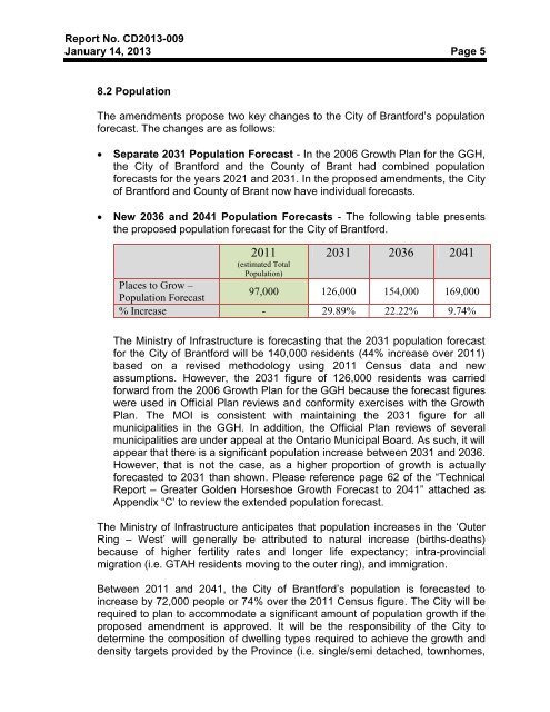 Draft Reporting Format - City of Brantford