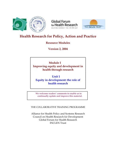 Health Research for Policy, Action and Practice - The INCLEN Trust