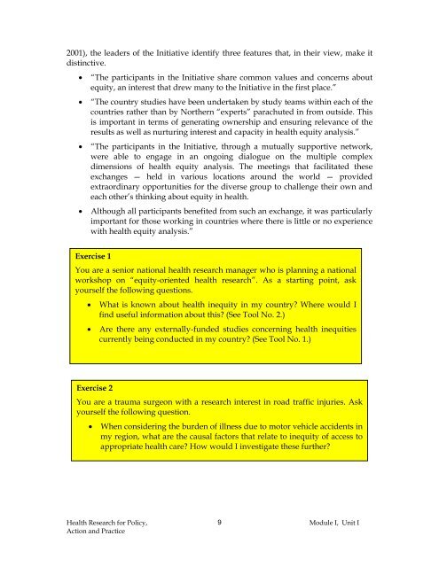 Health Research for Policy, Action and Practice - The INCLEN Trust