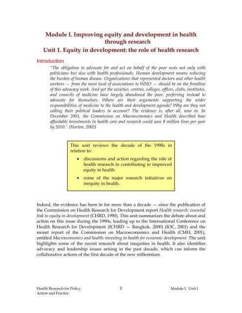 Health Research for Policy, Action and Practice - The INCLEN Trust