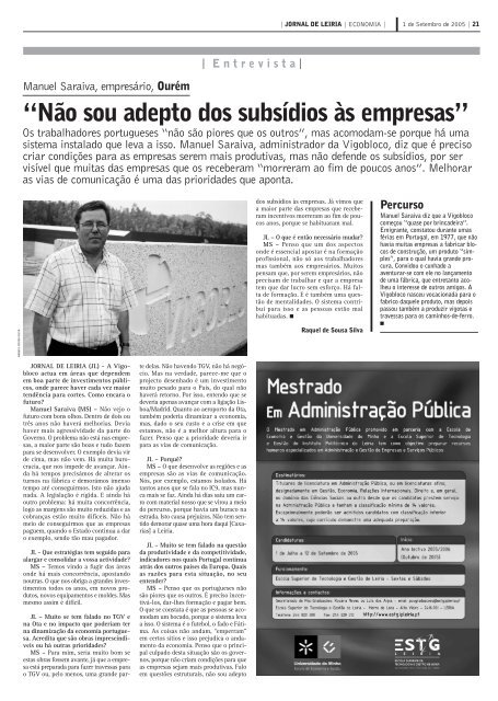 Empresas da regiÃ£o nÃ£o encontram trabalhadores - Jornal de Leiria