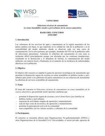 CONCURSO Soluciones técnicas de saneamiento en zonas ...