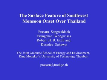 The Surface Features of Southwest Monsoon Onset over Thailand