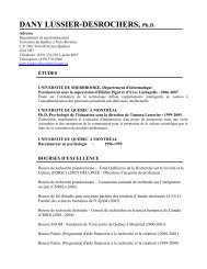 Curriculum Vitae Dany Lussier-Desrochers - UniversitÃ© du QuÃ©bec