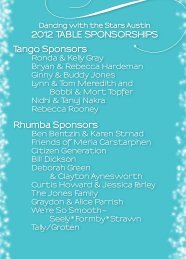 Tango Sponsors Rhumba Sponsors 2012 TABLE SPONSORSHIPS