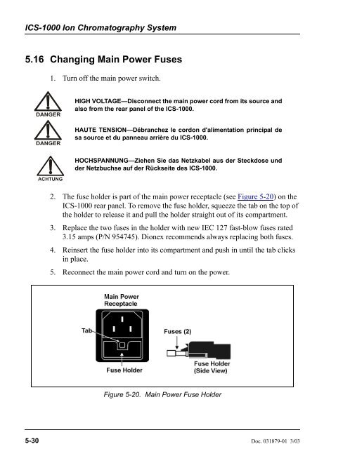 ICS-1000 Ion Chromatography System Operator's Manual