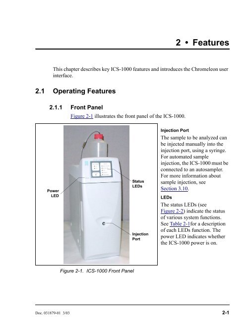 ICS-1000 Ion Chromatography System Operator's Manual