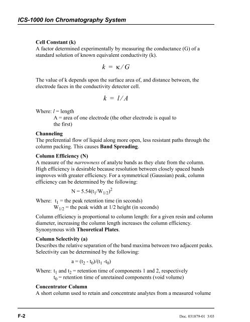 ICS-1000 Ion Chromatography System Operator's Manual