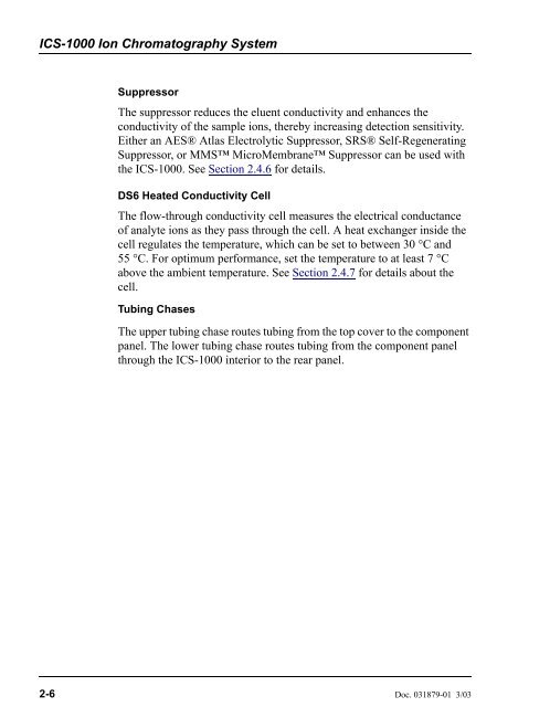 ICS-1000 Ion Chromatography System Operator's Manual