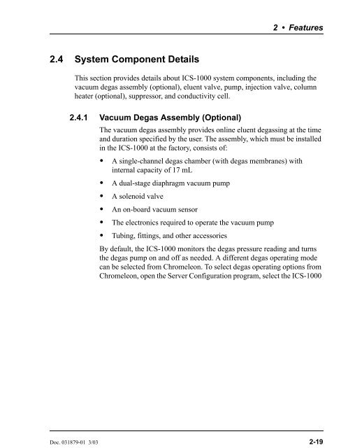 ICS-1000 Ion Chromatography System Operator's Manual