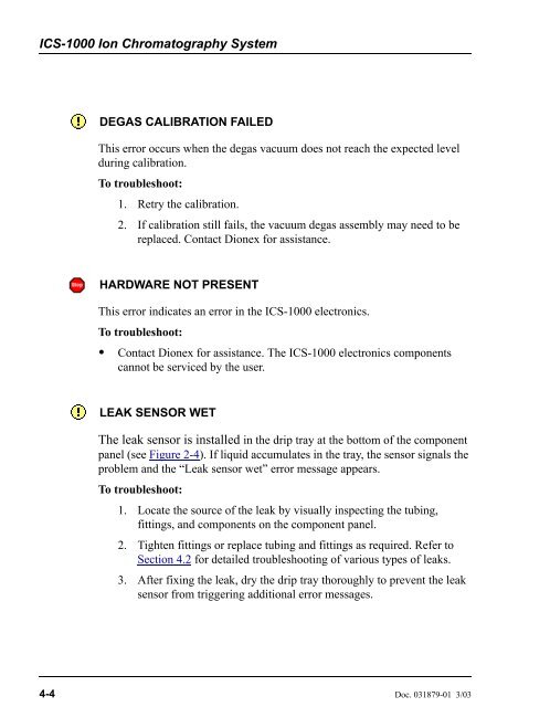 ICS-1000 Ion Chromatography System Operator's Manual