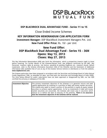 DSP BlackRock Dual Advantage Fund – Series 15 - Rrfinance.com