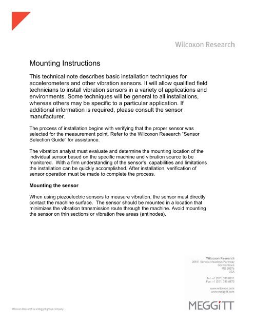 Accelerometer mounting instructions - Wilcoxon Research