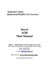 Insyst AOD Mini Manual - Alameda County Behavioral Health