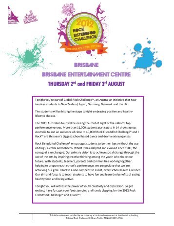 THURSDAY 2nd and FRIDAY 3rd AUGUST - Rock Eisteddfod ...