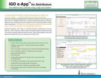 iGO eApp Flyer for Distributors Flyer - Transamerica