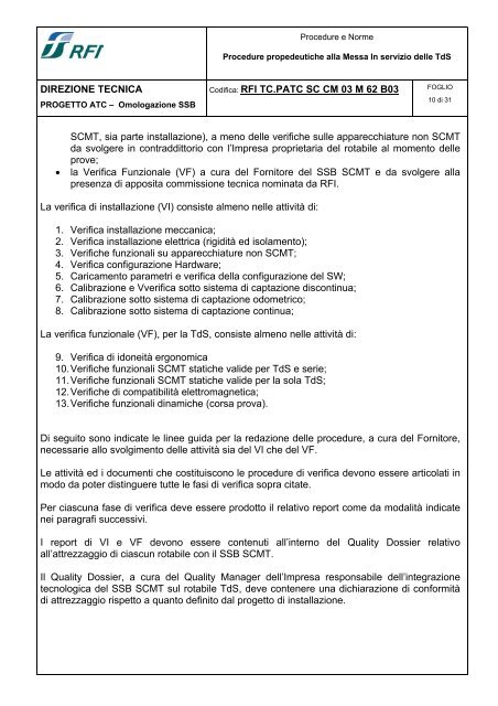 Sotto Sistema di Bordo Sistema Controllo Marcia Treno - Trenitalia